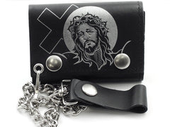Jesus with Cross Genuine Leather Chain Wallet 