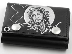 Jesus with Cross Genuine Leather Chain Wallet