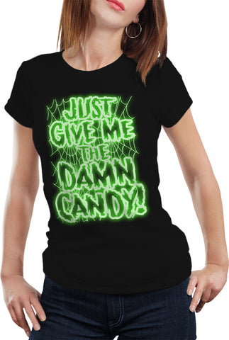 Halloween Costume T-shirts - Just Give Me The Damn Candy Glow in the Dark Girls T-shirt