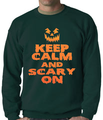 Keep Calm and Scary On Funny Halloween Adult Crewneck