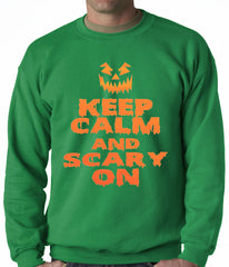 Keep Calm and Scary On Funny Halloween Adult Crewneck