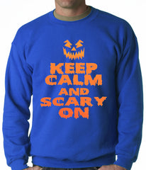 Keep Calm and Scary On Funny Halloween Adult Crewneck