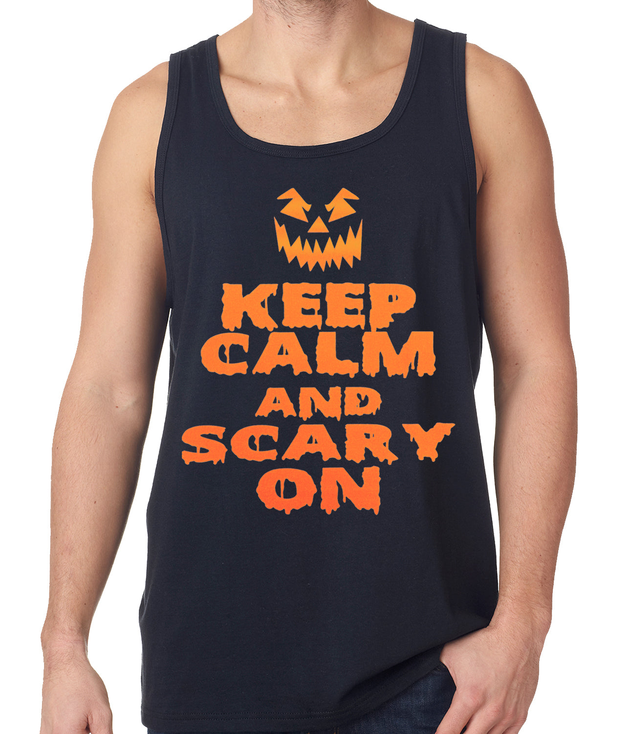 Keep Calm and Scary On Funny Halloween Tank Top
