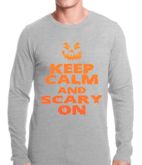 Keep Calm and Scary On Funny Halloween Thermal Shirt