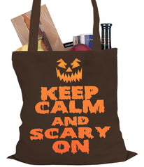 Keep Calm and Scary On Funny Halloween Tote Bag