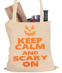 Keep Calm and Scary On Funny Halloween Tote Bag