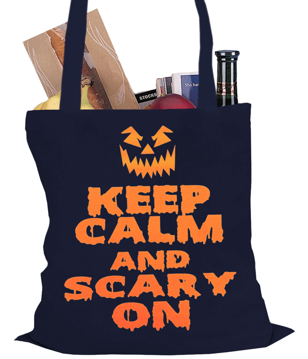 Keep Calm and Scary On Funny Halloween Tote Bag