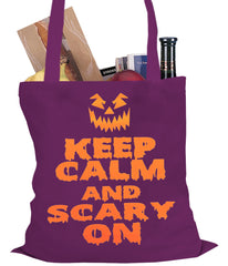 Keep Calm and Scary On Funny Halloween Tote Bag