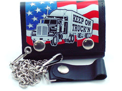 Keep On Truck'n Genuine Leather Chain Wallet