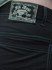 Kikwear 28" Microfiber Contrast Pants (Black / Green / Blue)