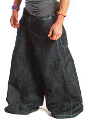 Kikwear Jeans - Kikwear 32"  Bottom Super Deluxe Wide Leg  Pant (Black Denim)