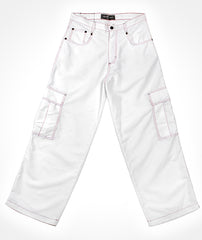 Kikwear Jeans - Kikwear White 23" Microsuede Cargo Pants