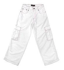 Kikwear Jeans - Kikwear White 23" Microsuede Cargo Pants