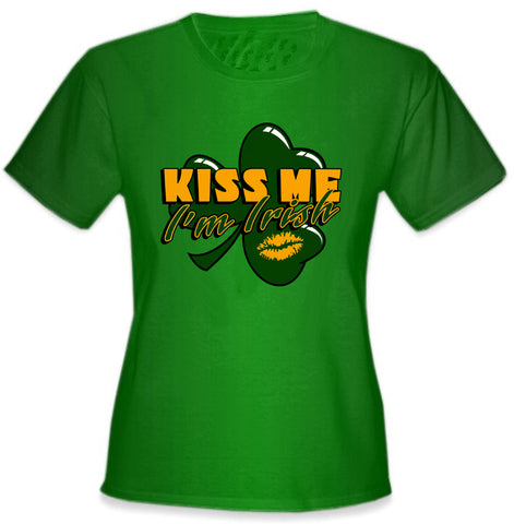 Kiss Me I'm Irish Shamrock Girl's T-Shirt