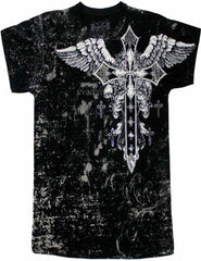 Konflic Big Cross Eagle All Over Print Mens T-Shirt (Black)