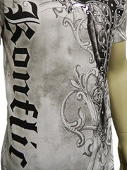 Konflic Gothic Black Cross Men's T-Shirt (White)