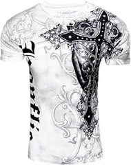 Konflic Gothic Black Cross Men's T-Shirt (White)