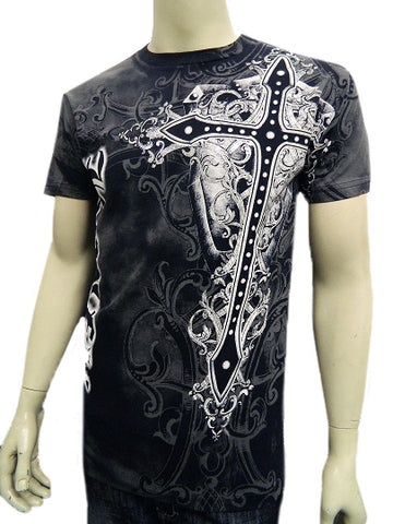 Konflic Mens Giant Cross Muscle  T-Shirt  (Black)