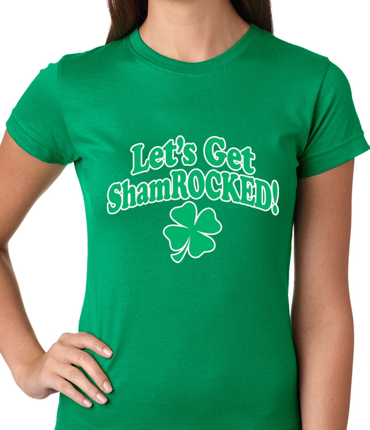 Let's Get ShamROCKED Funny Irish Ladies T-shirt Kelly Green