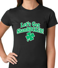 Let's Get ShamROCKED Funny Irish Ladies T-shirt Black
