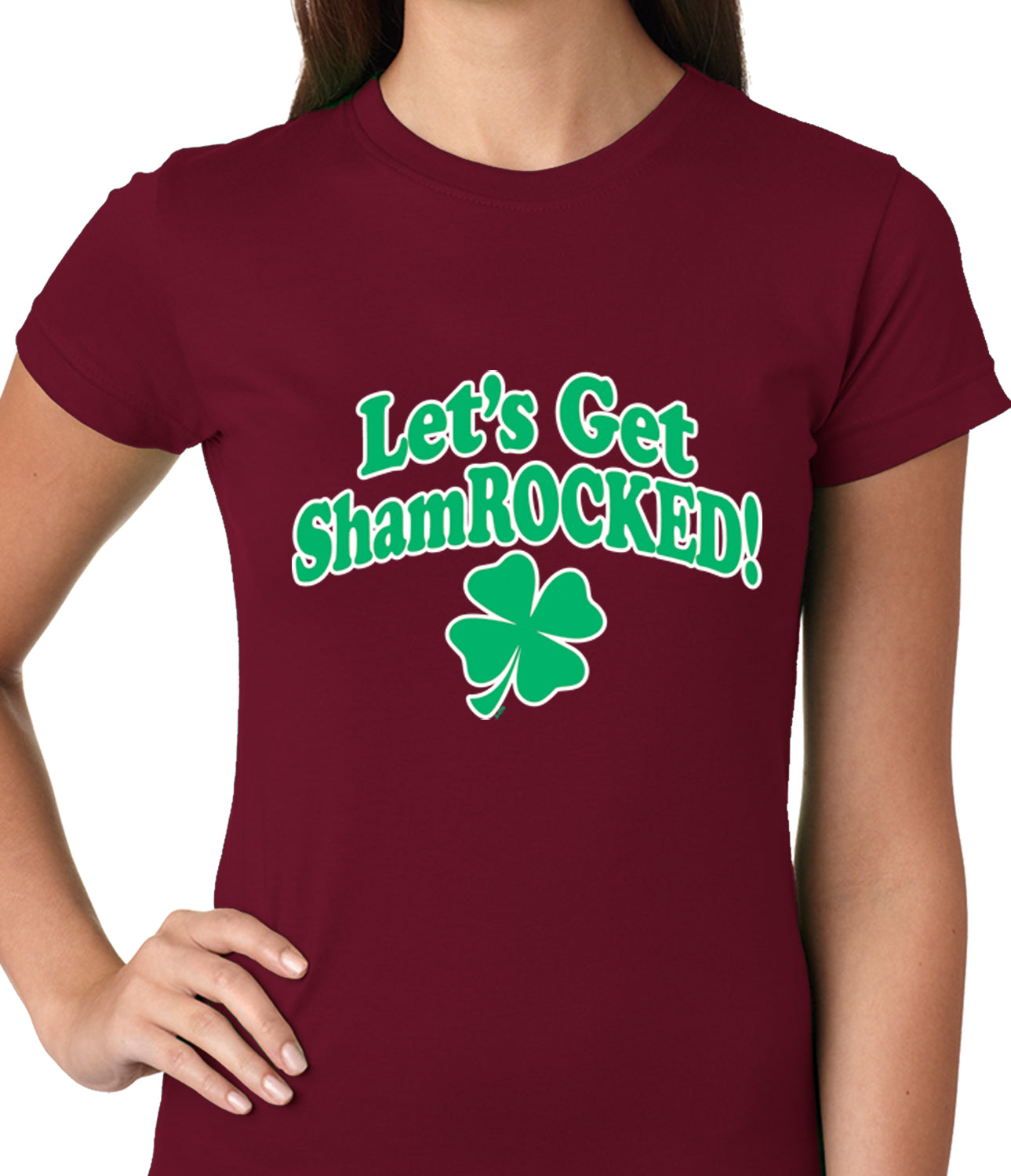 Let's Get ShamROCKED Funny Irish Ladies T-shirt Brown