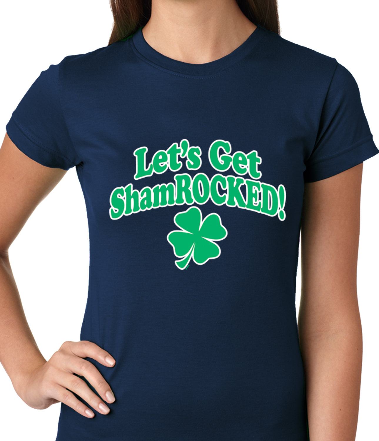 Let's Get ShamROCKED Funny Irish Ladies T-shirt DarkSlateGray