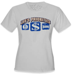 Life's Priorities - Eat, Sleep & Make Money Girls T-Shirt