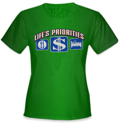 Life's Priorities - Eat, Sleep & Make Money Girls T-Shirt