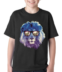 Lion Wearing Sunglasses Looking at a Zebra Kids T-shirt