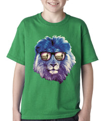 Lion Wearing Sunglasses Looking at a Zebra Kids T-shirt