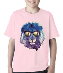 Lion Wearing Sunglasses Looking at a Zebra Kids T-shirt