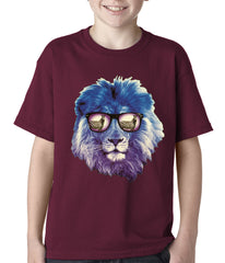 Lion Wearing Sunglasses Looking at a Zebra Kids T-shirt