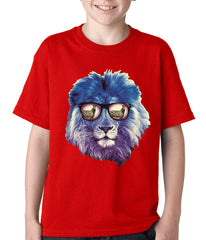 Lion Wearing Sunglasses Looking at a Zebra Kids T-shirt