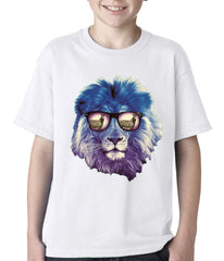 Lion Wearing Sunglasses Looking at a Zebra Kids T-shirt