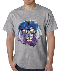 Lion Wearing Sunglasses Looking at a Zebra Mens T-shirt