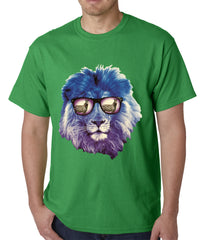 Lion Wearing Sunglasses Looking at a Zebra Mens T-shirt