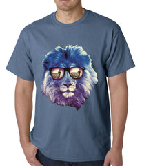 Lion Wearing Sunglasses Looking at a Zebra Mens T-shirt