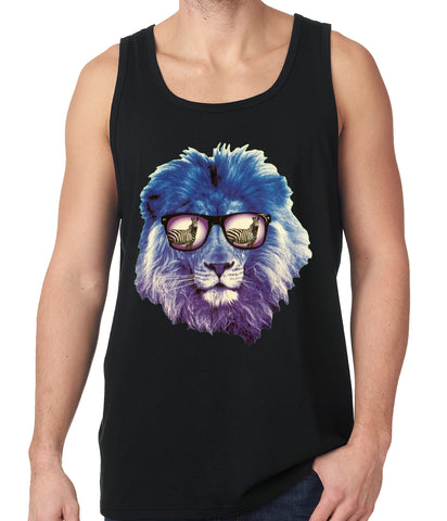 Lion Wearing Sunglasses Looking at a Zebra Tank Top