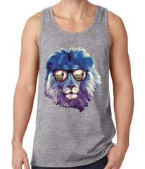 Lion Wearing Sunglasses Looking at a Zebra Tank Top