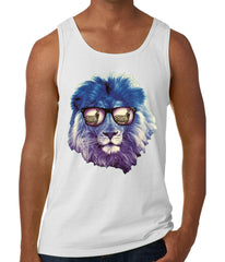 Lion Wearing Sunglasses Looking at a Zebra Tank Top