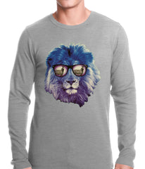 Lion Wearing Sunglasses Looking at a Zebra Thermal Shirt
