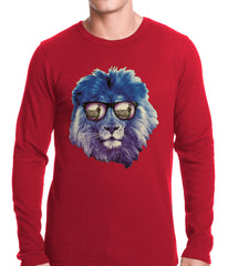 Lion Wearing Sunglasses Looking at a Zebra Thermal Shirt