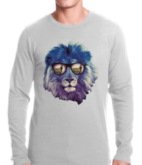 Lion Wearing Sunglasses Looking at a Zebra Thermal Shirt