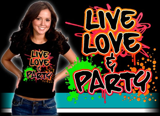 Live, Love & Party Neon Color Girls T-Shirt