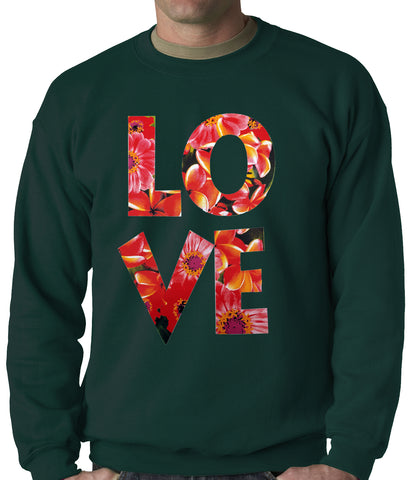 Love Floral Pattern Adult Crewneck