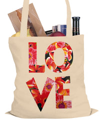 Love Floral Pattern Tote Bag