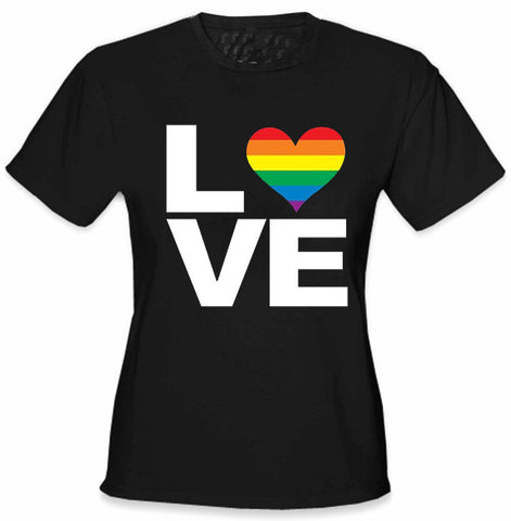 Love Rainbow Heart Girl's T-Shirt