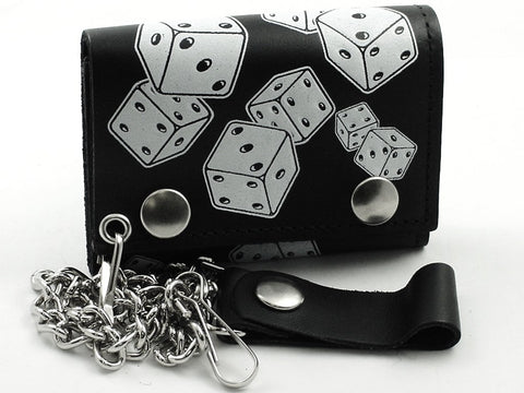 Lucky Dice Genuine Leather Chain Wallet