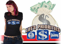 Life's Priorities - Eat, Sleep & Make Money Girls T-Shirt