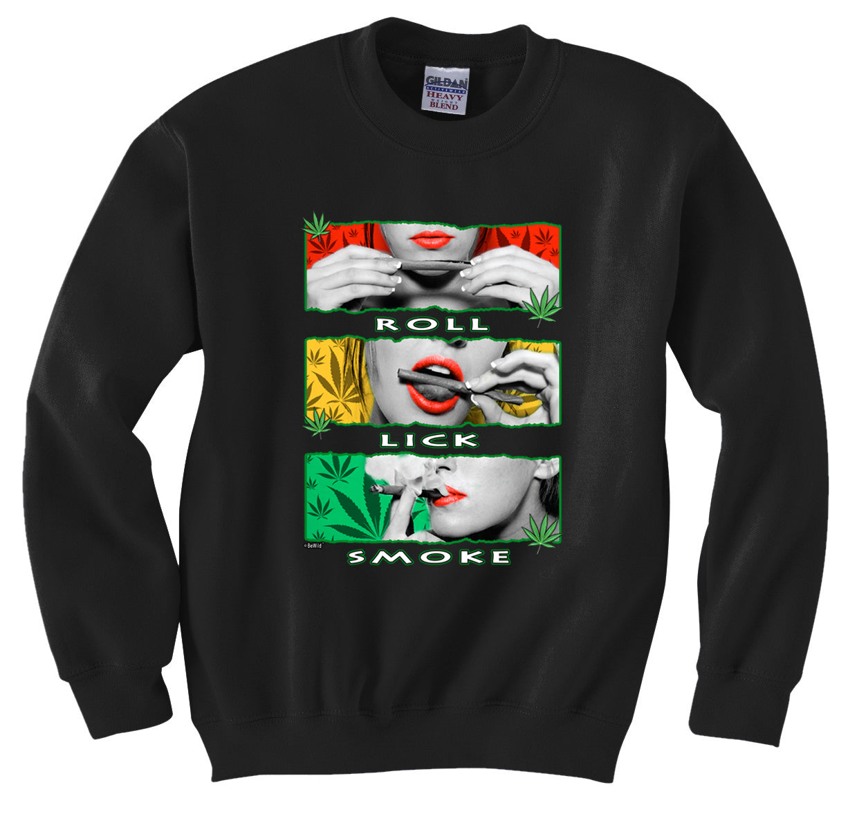 Marijuana Girl Roll Lick Smoke Crew Neck Sweatshirt